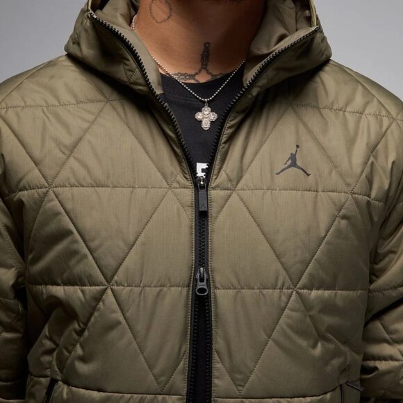 Nike Air Jordan 🌵 Therma-FIT Jacket Olive Green Sport Warm Coat - Picture 4 of 6